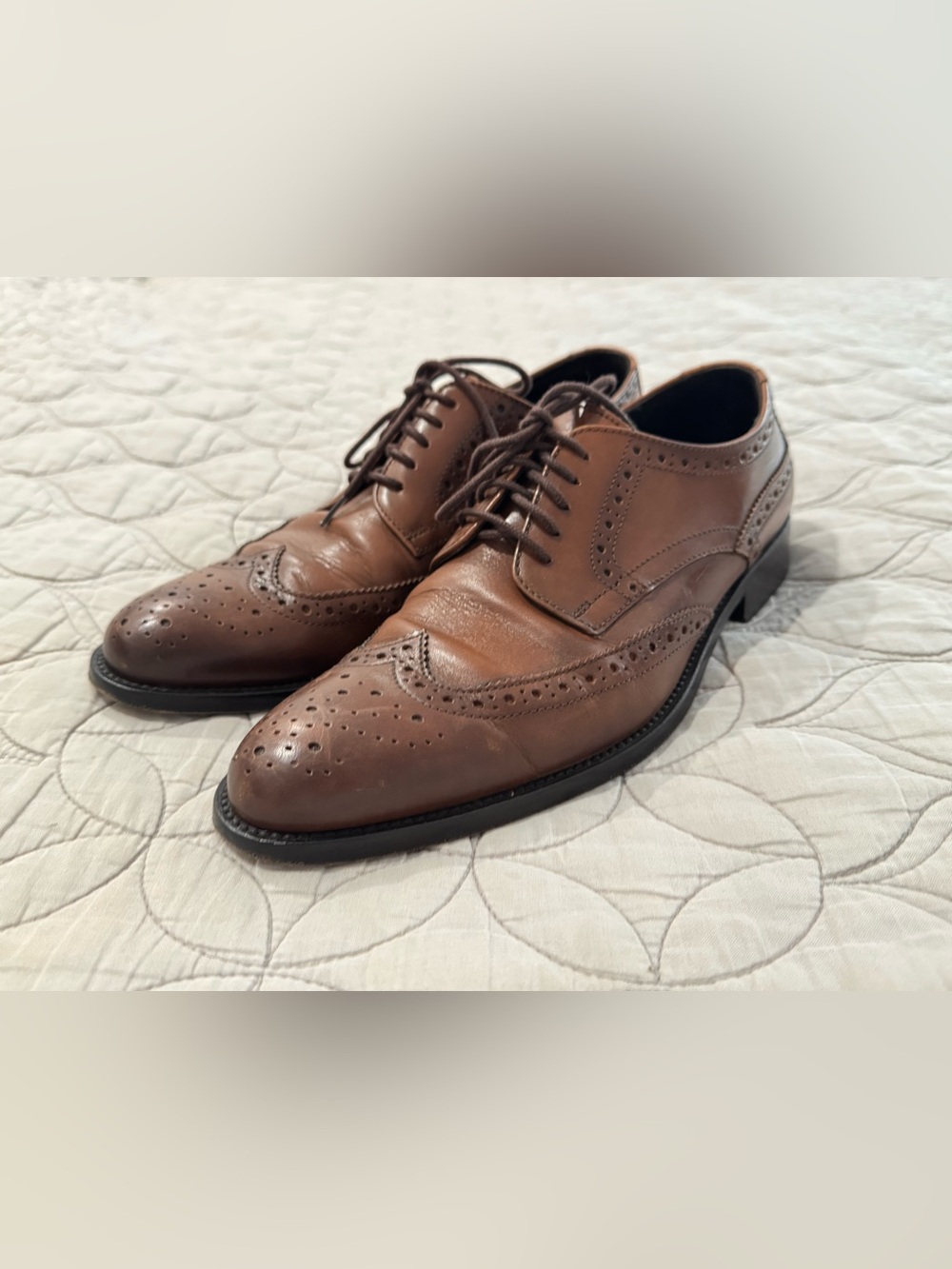 To Boot New York Wesley Wingtip Shoes - Made In Italy - Cognac Brown - size 8
